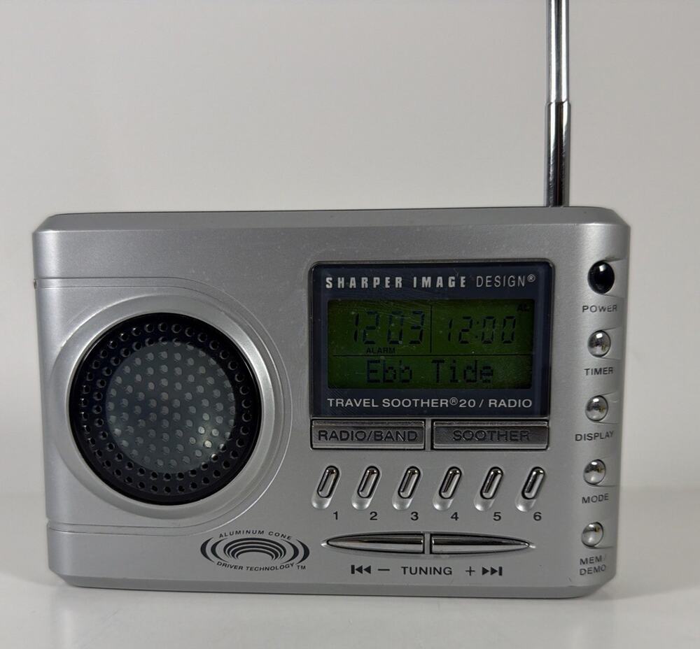 Sharper Image Travel Soother 20 Radio Alarm Clock SI621 - No Pwr Adapter - Read